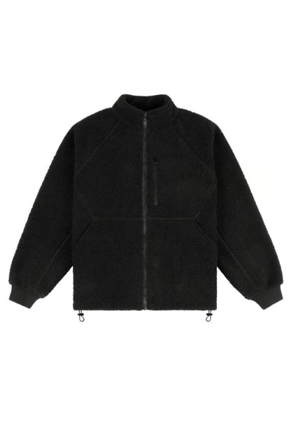 Black Polar Fleece Sherpa Zip Jacket