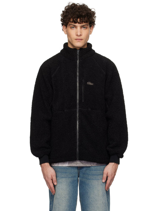 Black Polar Fleece Sherpa Zip Jacket