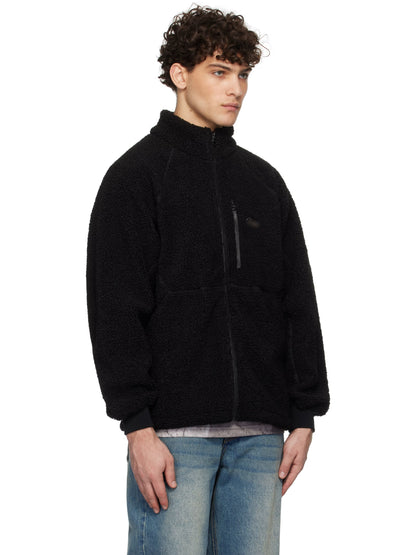 Black Polar Fleece Sherpa Zip Jacket