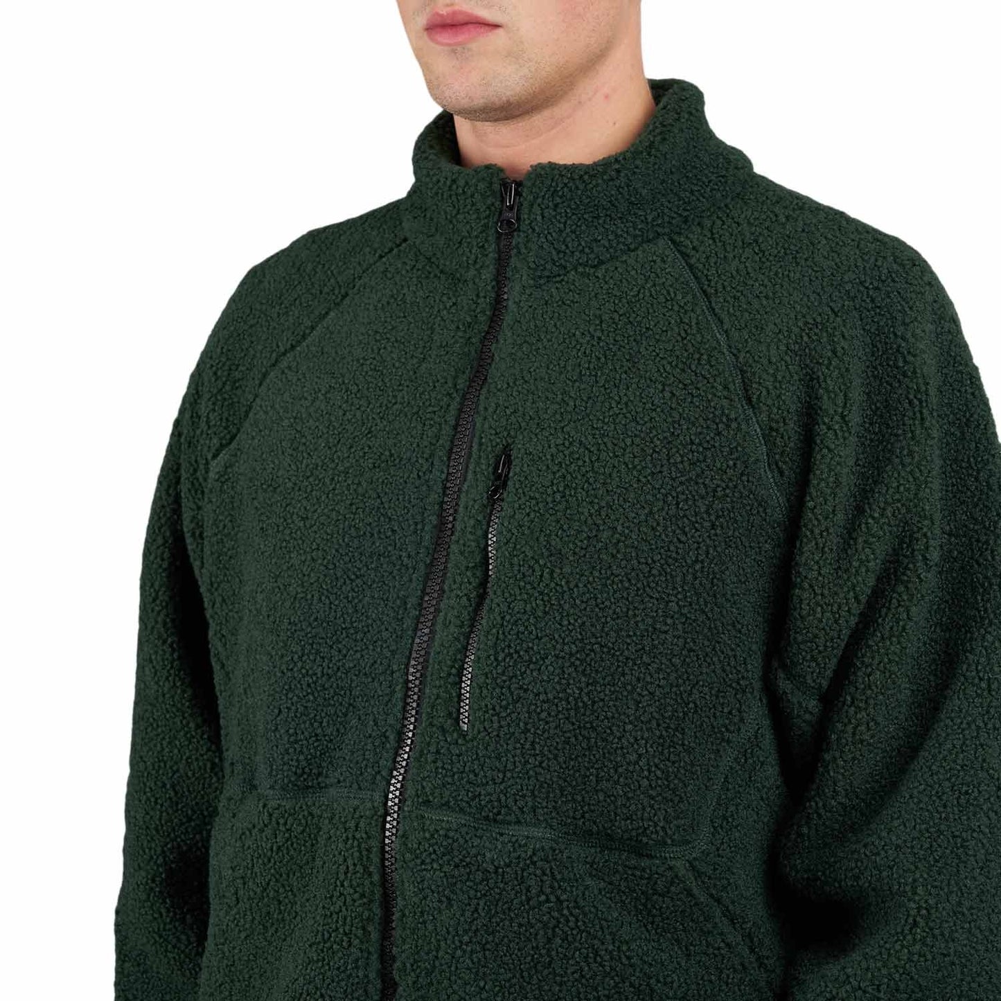 Green Polar Fleece Sherpa Zip Jacket