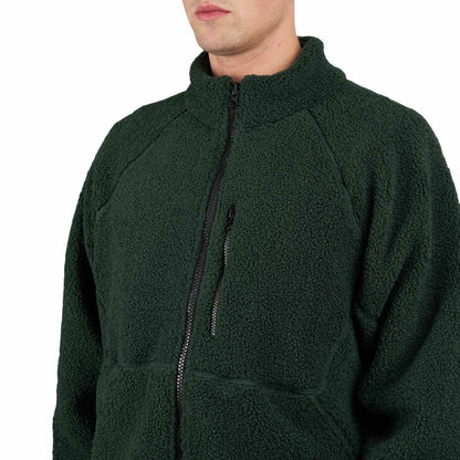 Green Polar Fleece Sherpa Zip Jacket