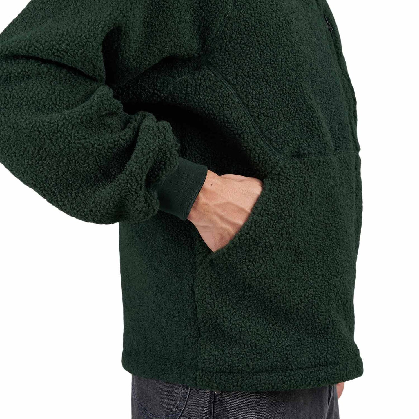Green Polar Fleece Sherpa Zip Jacket
