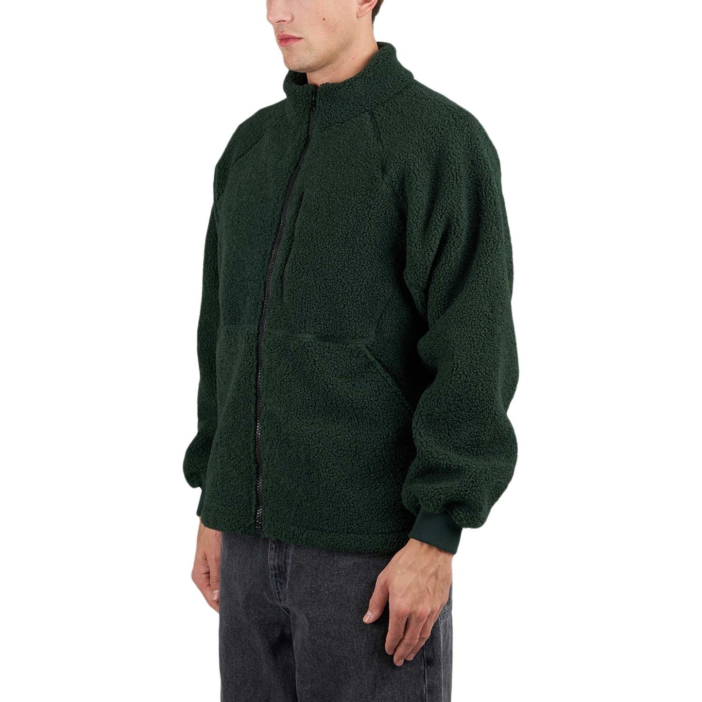 Green Polar Fleece Sherpa Zip Jacket