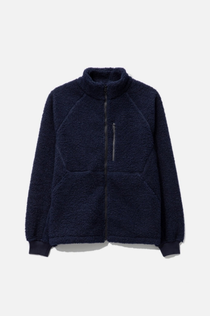Navy Polar Fleece Sherpa Zip Jacket