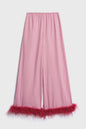 Red Plaid Trousers with Detachable Feather