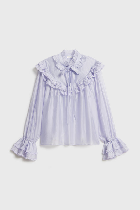 Purple Trimmed Lace Blouse