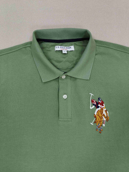 Green Embroidery Solid Polo Shirt