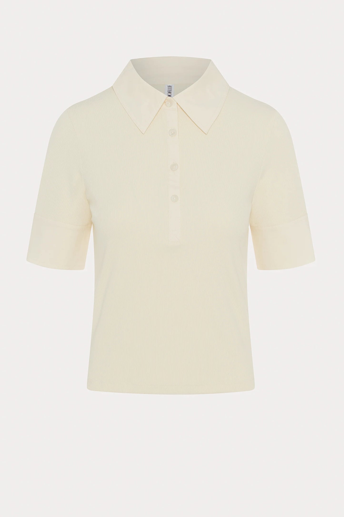 Cream Ribbed Knit Polo
