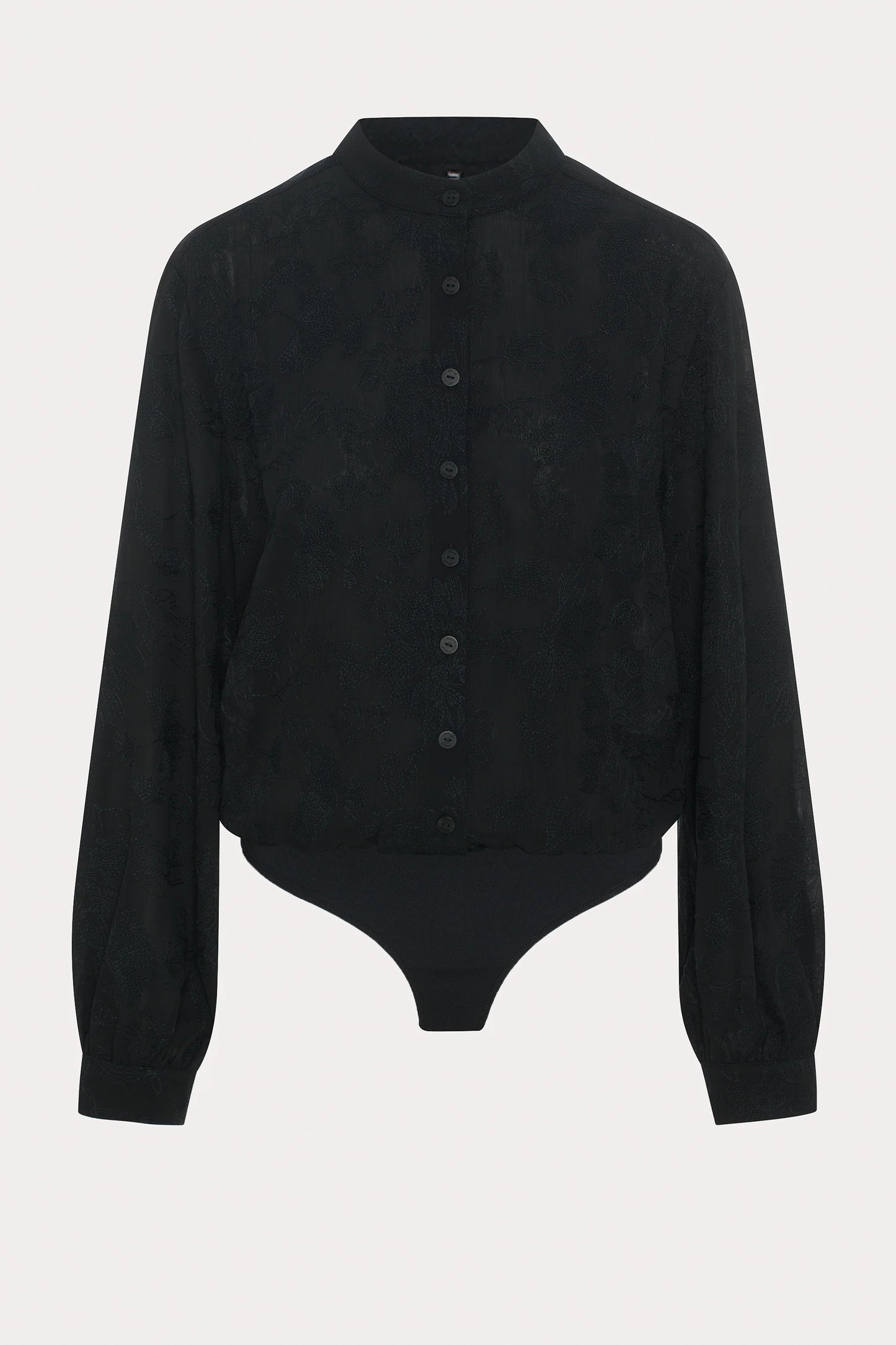 Black Floral Embroidery Body Blouse