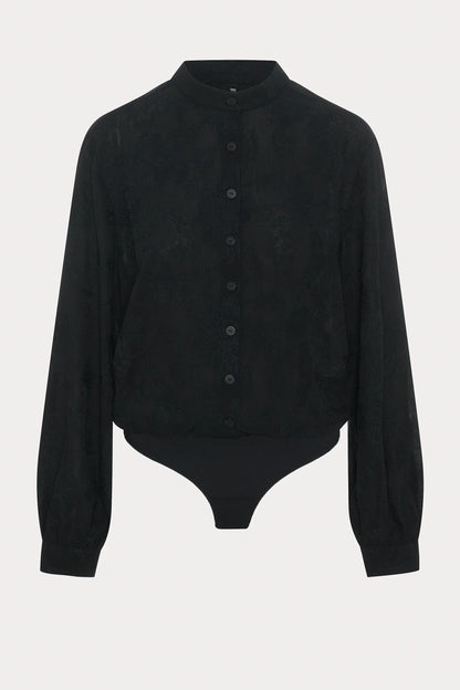 Black Floral Embroidery Body Blouse