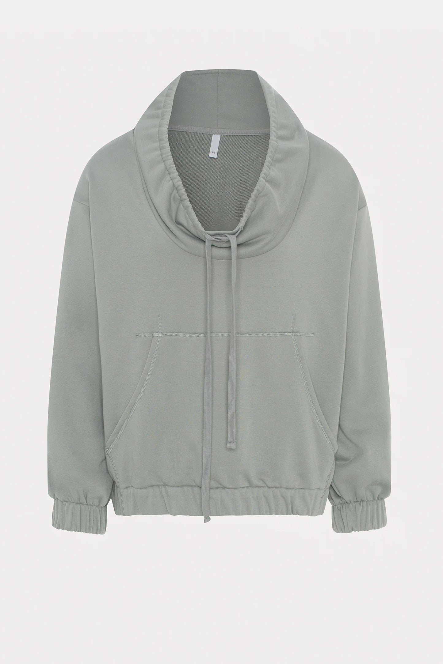 Grey Sweatshirt with Adjustable Drawstring Collar