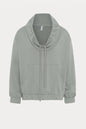 Grey Sweatshirt with Adjustable Drawstring Collar