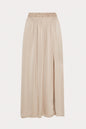 Beige Satin Maxi Skirt with Side Slit