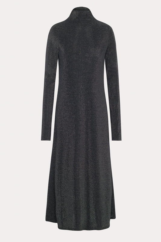 Black Shiny Mockneck Maxi Dress