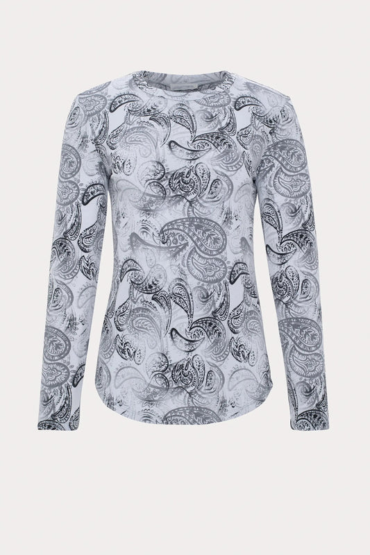 Grey Paisley Print Top