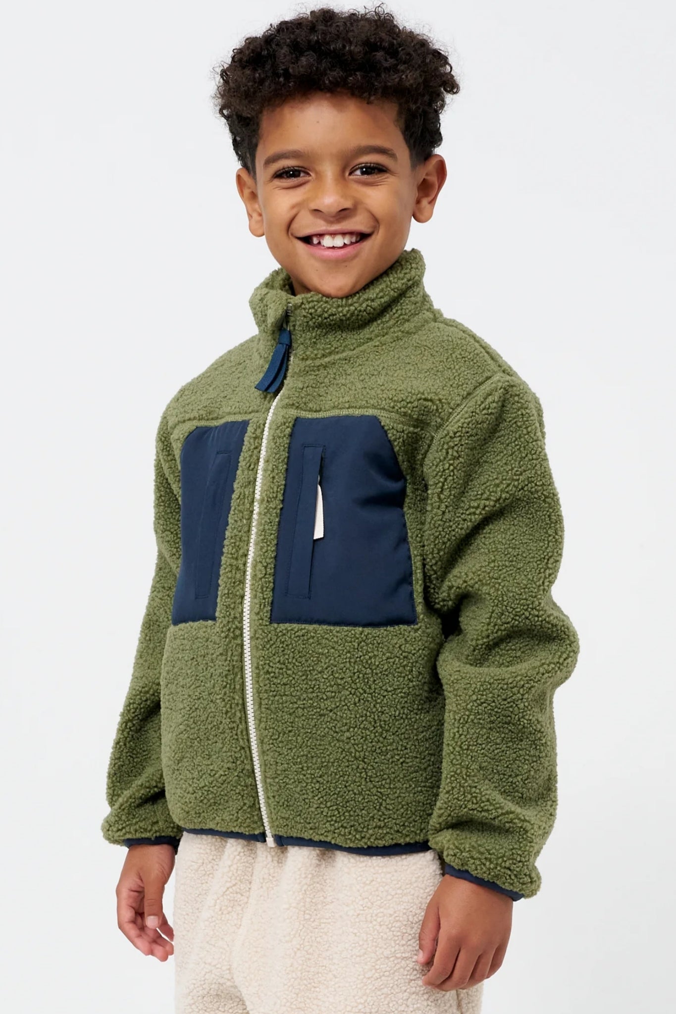 Kids' Green Sherpa Fleece Jacket