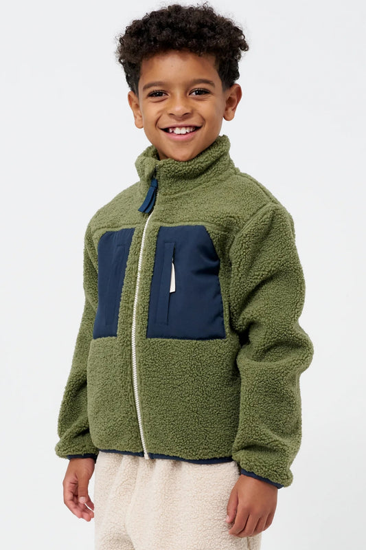 Kids' Green Sherpa Fleece Jacket