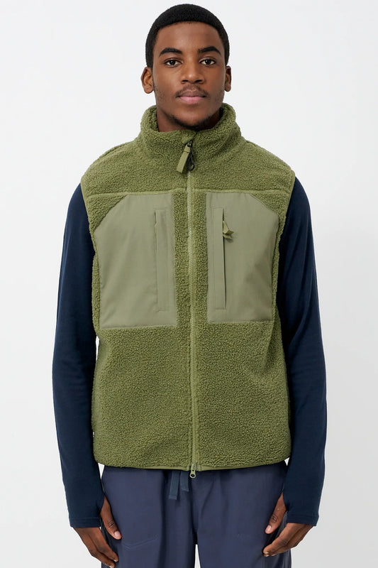 Green Sherpa Fleece Gilet Vest