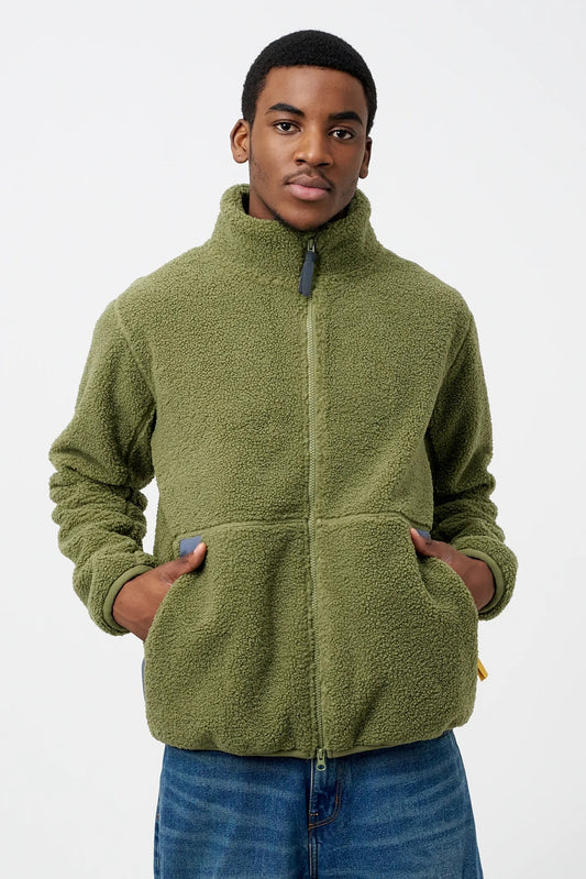 Green Sherpa Fleece Jacket