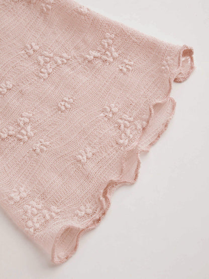 Pink Square Neck Lace Knotted Top