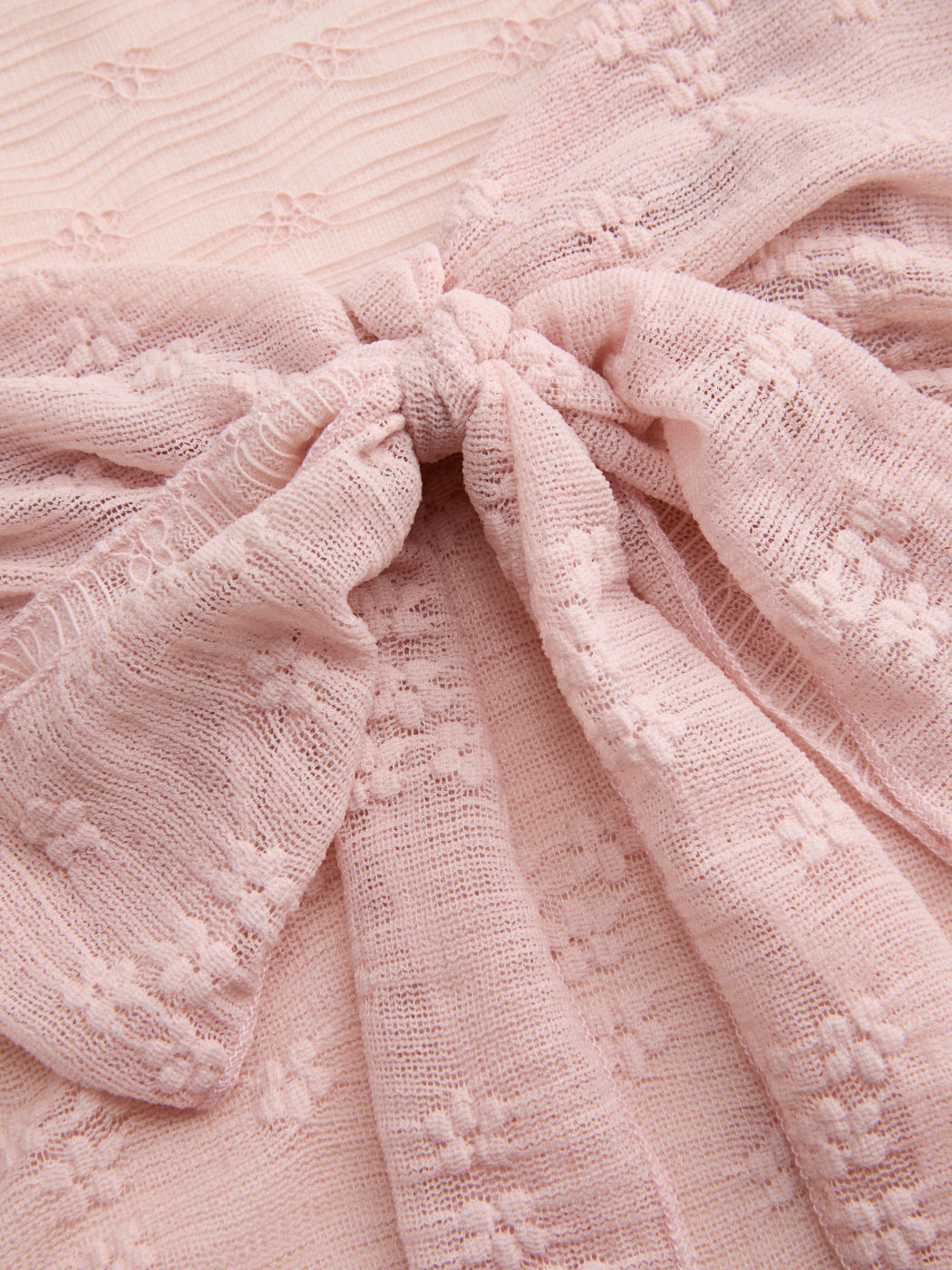 Pink Square Neck Lace Knotted Top