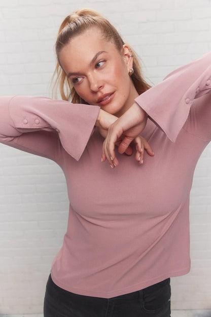 Long Sleeve Fitted Pink Top