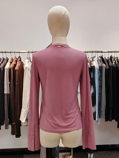 Pink Long Sleeve Fitted Top