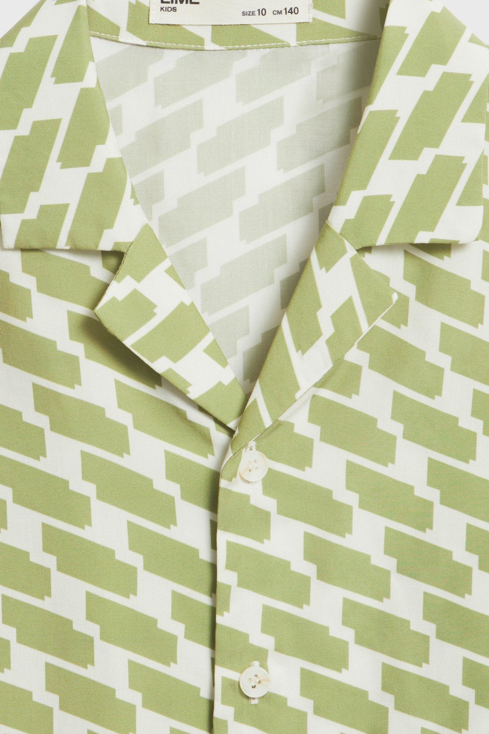 Kids' Green Print Lyocell Short Sleeves Shirt