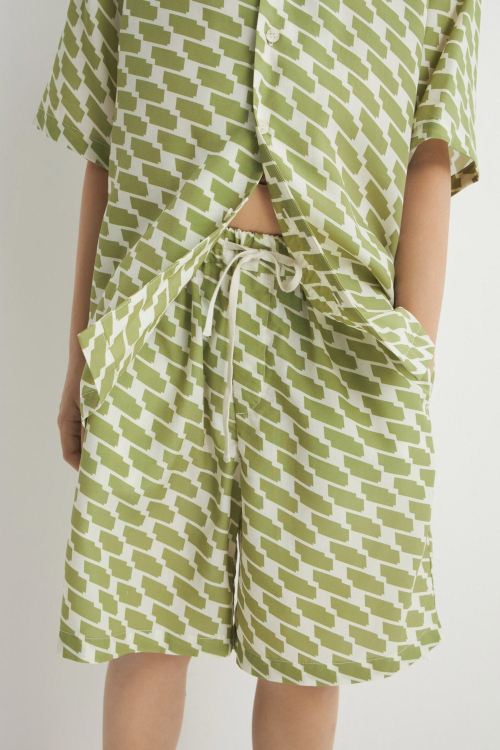 Kids' Green Print Lyocell Shorts