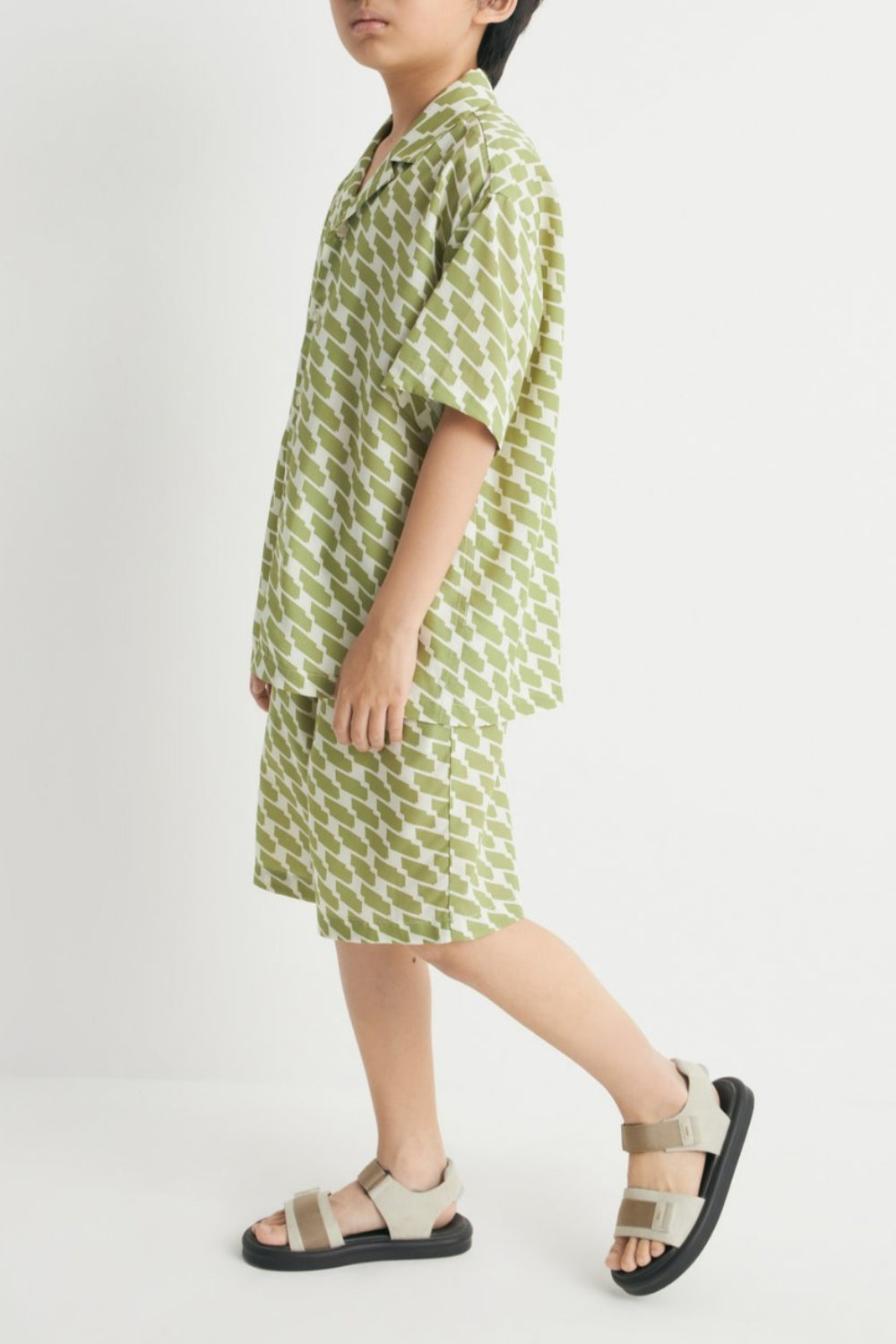 Kids' Green Print Lyocell Shorts