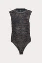 Brown Patterned Sleeveless Leotard Bodysuit