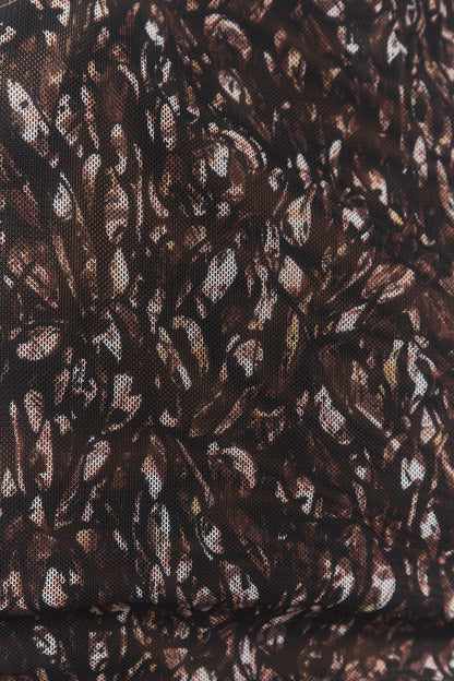 Brown Patterned Sleeveless Leotard Bodysuit