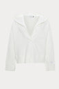 White Scooped Collar Hoodie