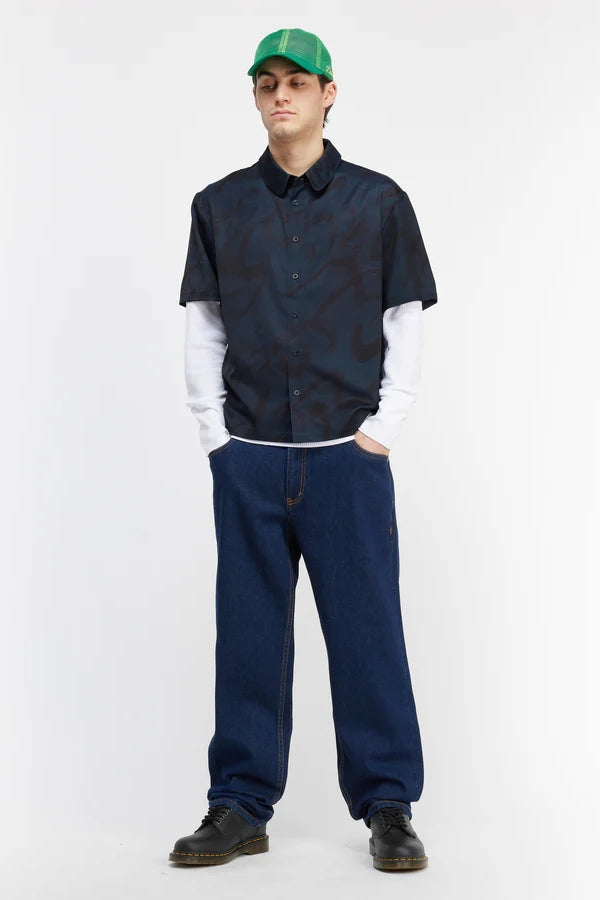 Dark Blue Chilling Satin Shirt