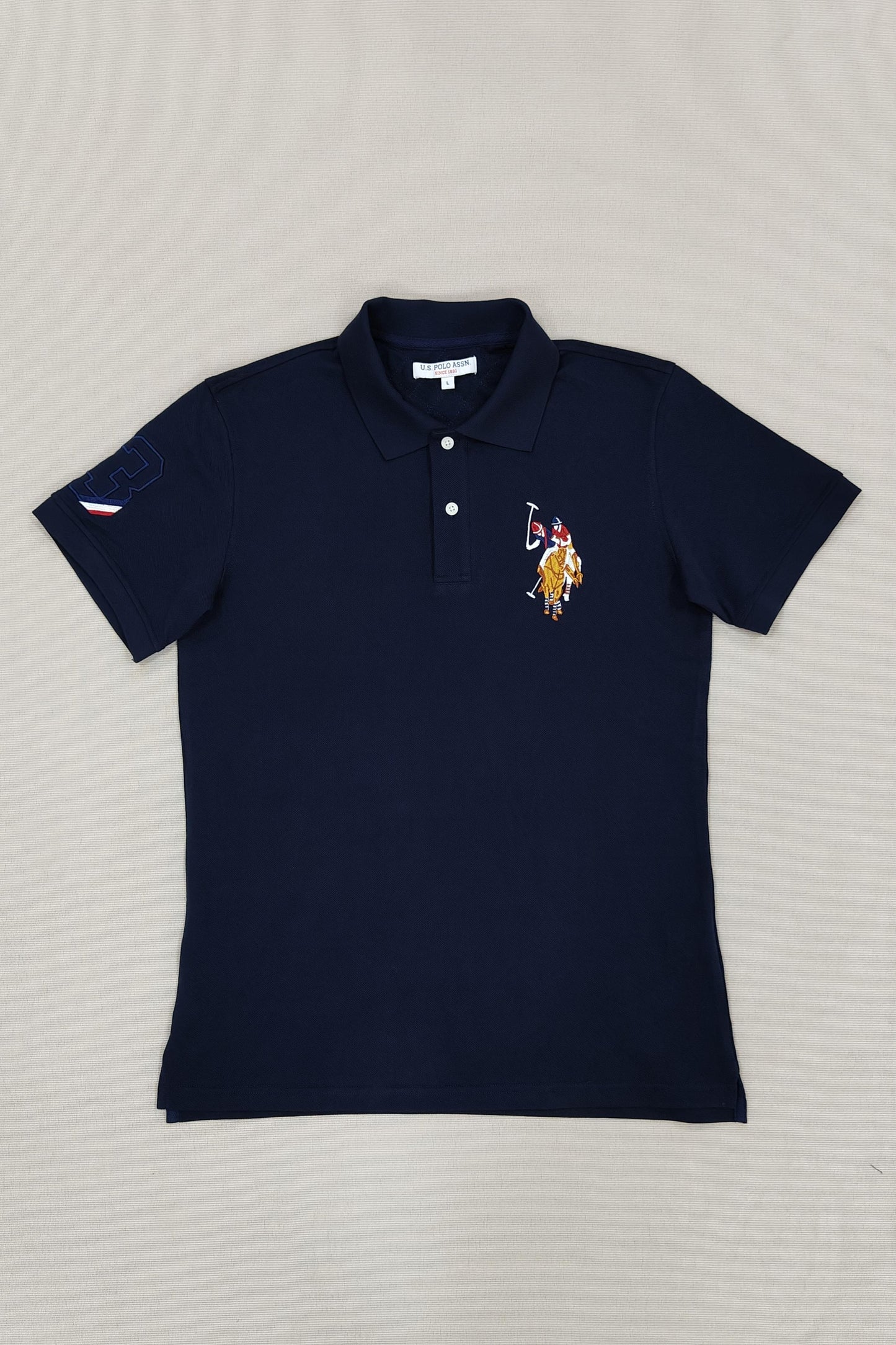 Navy Embroidery Solid Polo Shirt