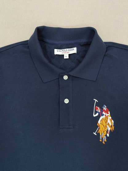 Navy Embroidery Solid Polo Shirt