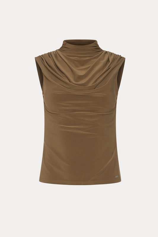 Brown Draped High Neck Camisole
