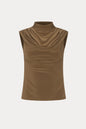 Brown Draped High Neck Camisole