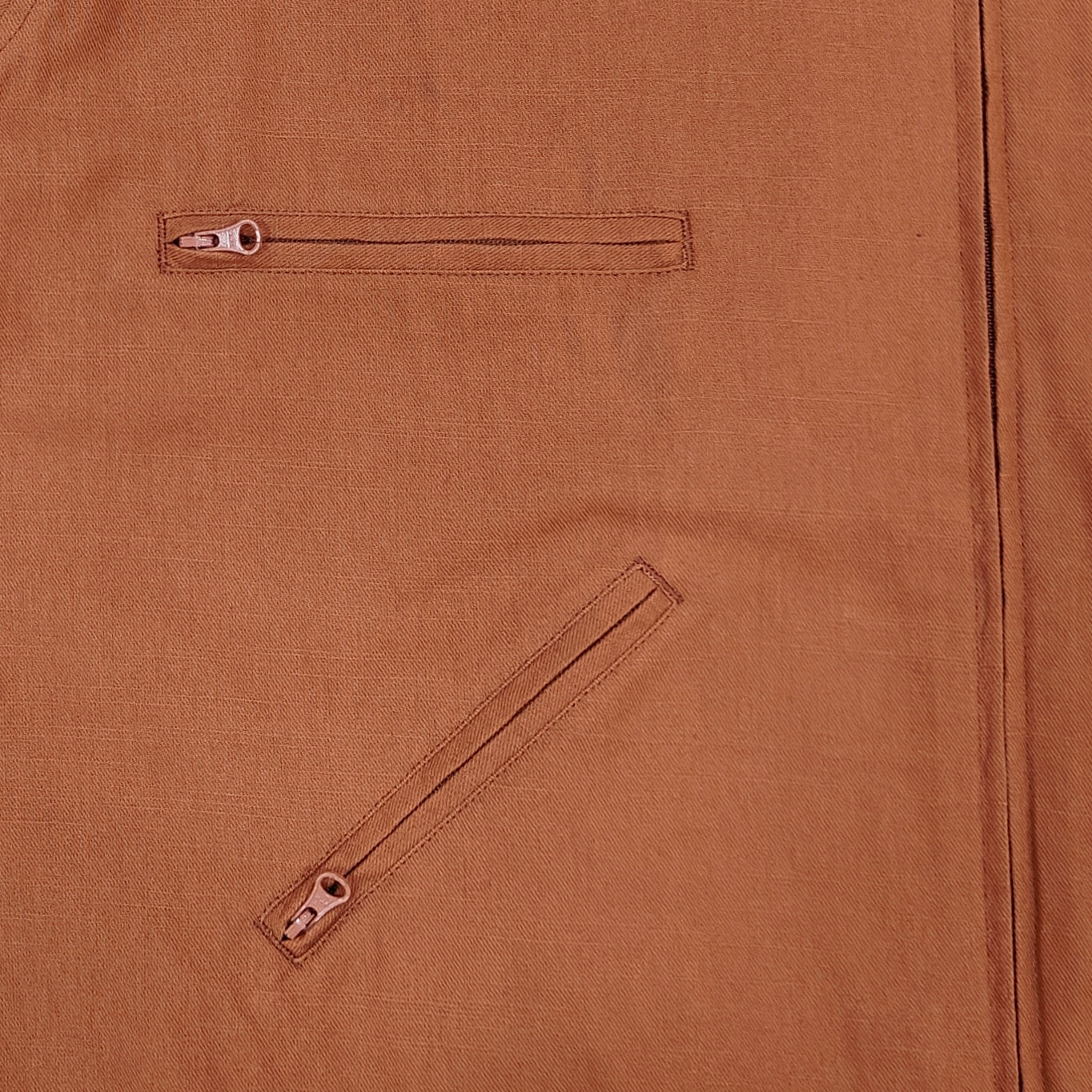Orange Cotton Zip-Up Jacket with Hidden Hood