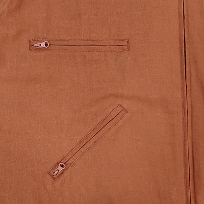 Orange Cotton Zip-Up Jacket with Hidden Hood