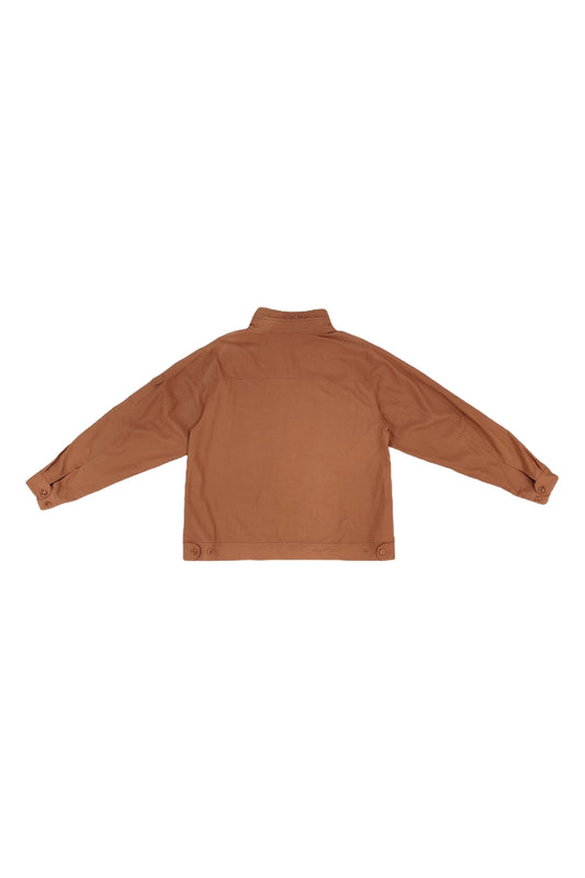 Orange Cotton Zip-Up Jacket with Hidden Hood
