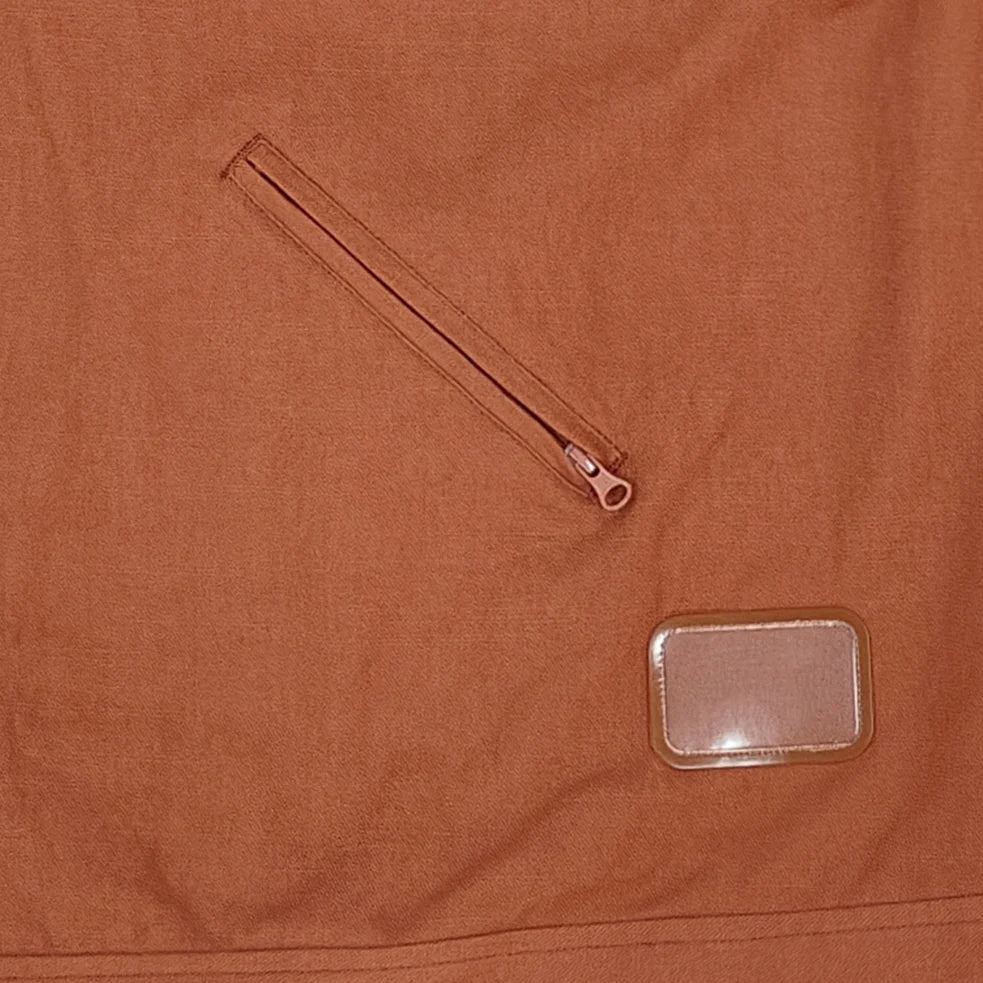 Orange Cotton Zip-Up Jacket with Hidden Hood