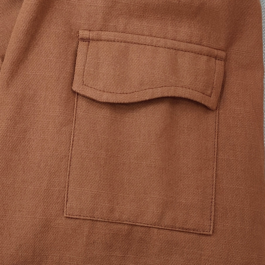 Orange Cotton Zip-Up Jacket with Hidden Hood
