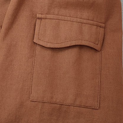 Orange Cotton Zip-Up Jacket with Hidden Hood