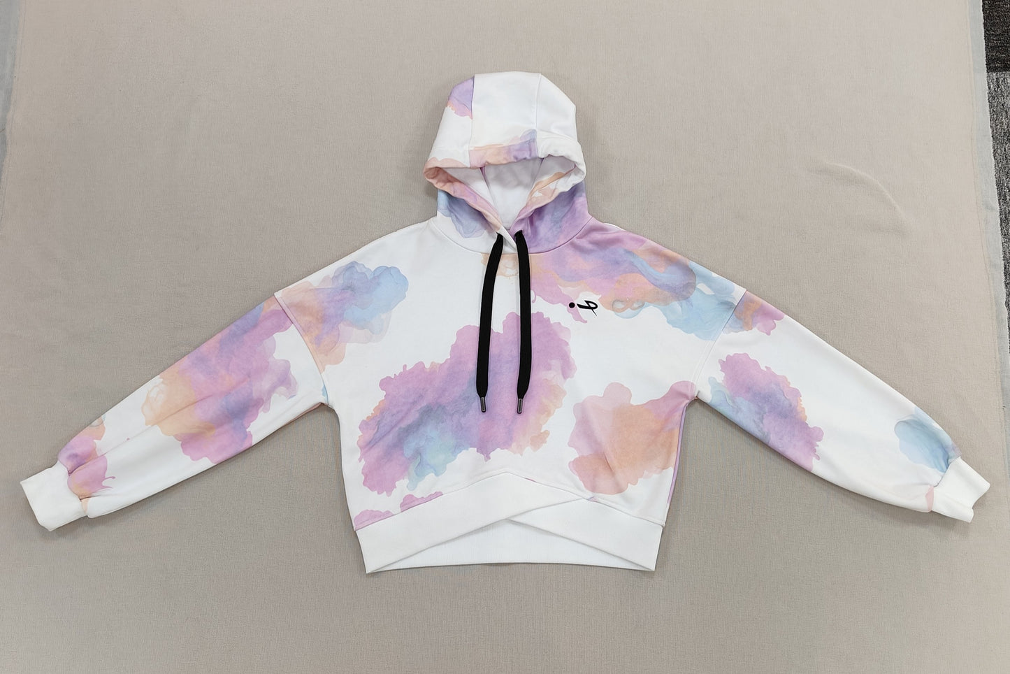 White Tie Dye Hooded Top