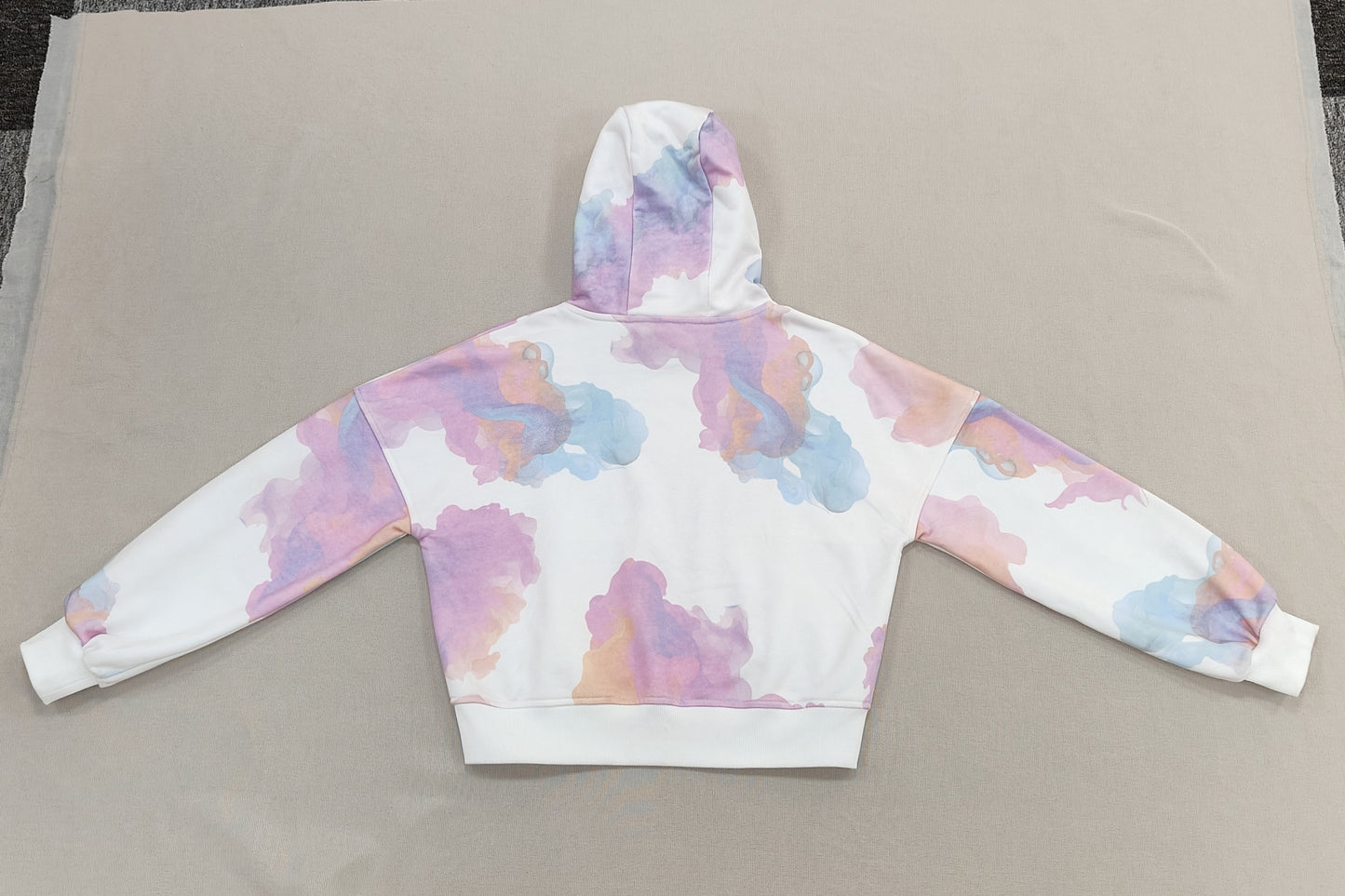 White Tie Dye Hooded Top