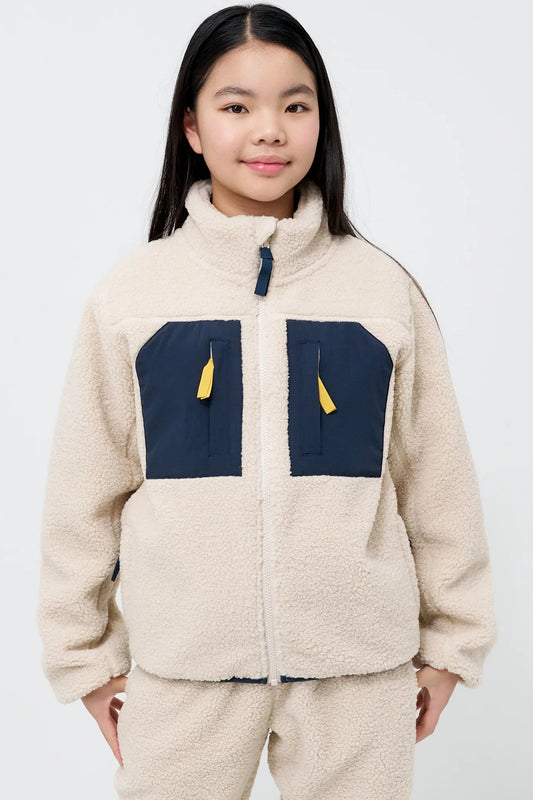 Kids' Cream Sherpa Fleece Jacket