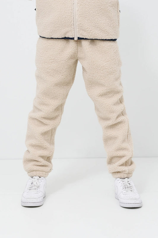 Kids Cream Sherpa Fleece Jogger Pants