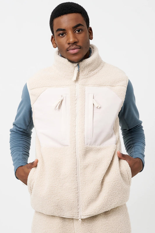 Beige Sherpa Fleece Gilet Vest