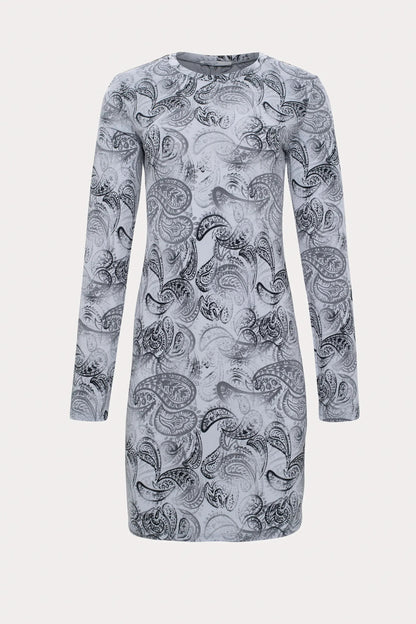 Gray Paisley Print Dress